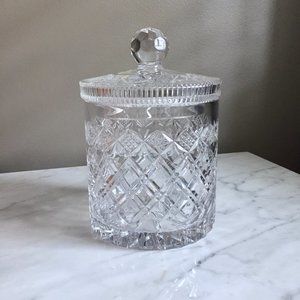 Large Hand-Cut Lead Crystal Biscuit Jar Container